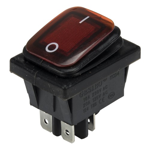 KCD4-2X1N red perforate 29 x 22 mm 4 pins ON - OFF waterproof 220V light rocker switch