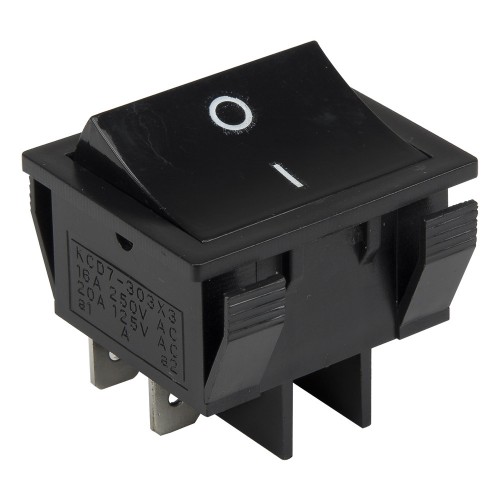 KCD7-301 black perforate 28 x 31 mm 6 pins ON - OFF rocker switch