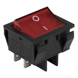 KCD7-301 red perforate 28 x 31 mm 6 pins ON - OFF rocker switch