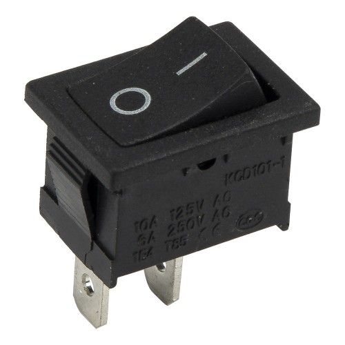 KCD1-101 black high quality perforate 19 x 13 mm 2 pins ON - OFF rocker switch