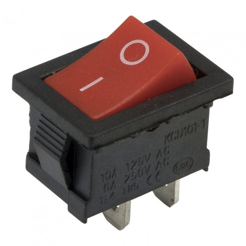 KCD1-101 red high quality perforate 19 x 13 mm 2 pins ON - OFF rocker switch