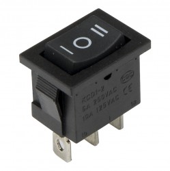 KCD1-103R black usual type perforate 19 x 13 mm 3 pins (ON) - OFF - (ON) rocker switch