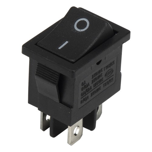 KCD1-201 black perforate 19 x 13 mm 4 pins ON - OFF rocker switch