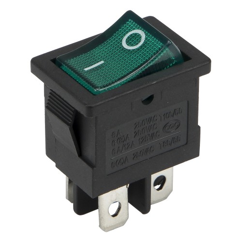 KCD1-201N green perforate 19 x 13 mm 4 pins ON - OFF 220V light rocker switch