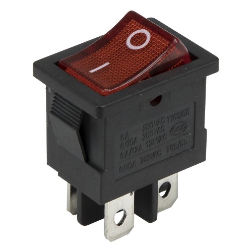 KCD1-201N red perforate 19 x 13 mm 4 pins ON - OFF 220V light rocker switch