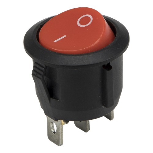 KCD1-102-5 red perforate diameter 20 mm 3 pins ON - ON round rocker switch