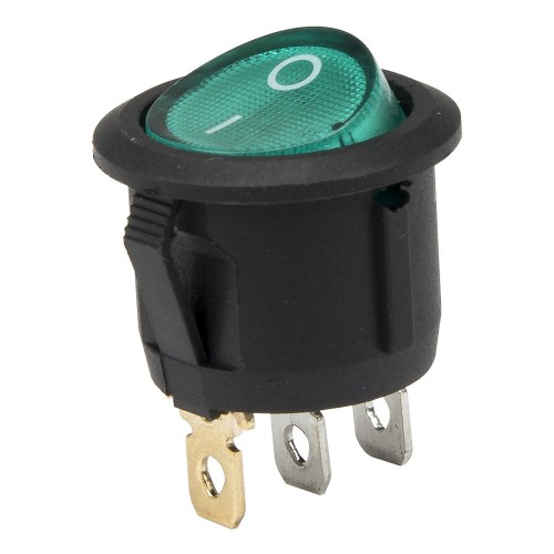 KCD1-102N-5 green color perforate diameter 20 mm 3 pins ON - OFF round rocker switch with 12V lamp