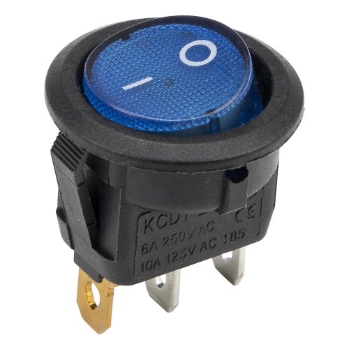 KCD1-102N-8 blue color upper circle lower square perforate diameter 20 mm 3 pins ON - OFF round rocker switch with 220V lamp