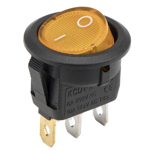 KCD1-102N-8 yellow color upper circle lower square perforate diameter 20 mm 3 pins ON - OFF round rocker switch with 220V lamp