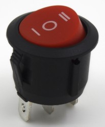 KCD1-103-5 red color perforate diameter 20 mm 3 pins ON - OFF - ON round rocker switch