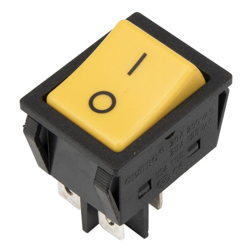 KCD4-201-2 perforate 30 x 22 mm 20A 4 pins ON - OFF yellow boat rocker switch