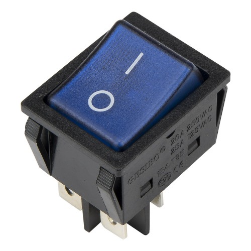 KCD4-201N-2 perforate 30 x 22 mm 20A 4 pins ON - OFF blue boat rocker switch with 220V lamp