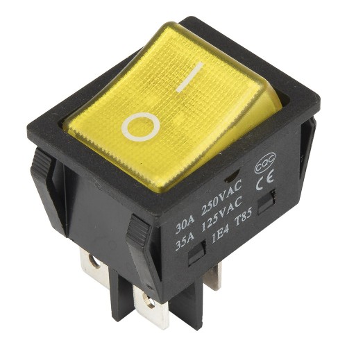 KCD4-201N-3 perforate 30 x 22 mm 30A 4 pins ON - OFF yellow boat rocker switch with 220V lamp