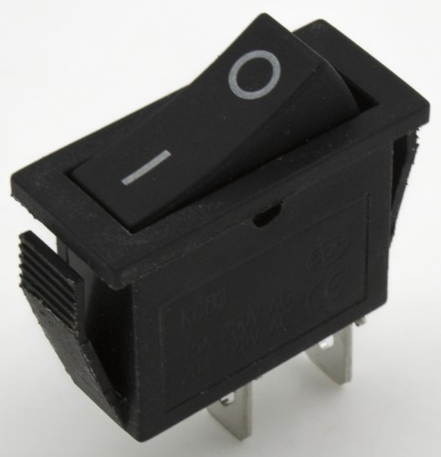 KCD3-101 black perforate 26 x 11 mm 2 pin ON - OFF rocker switch