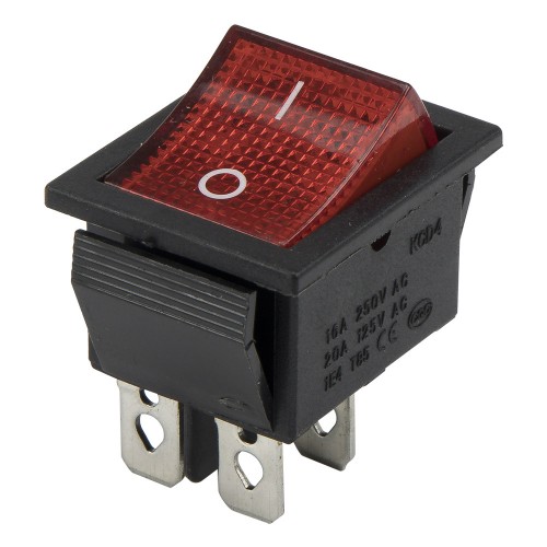 KCD4-201N red perforate 26 x 22 mm 4 pins ON - OFF 220V light rocker switch