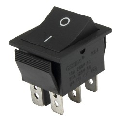 KCD4-202 black perforate 26 x 22 mm 6 pins ON - ON rocker switch