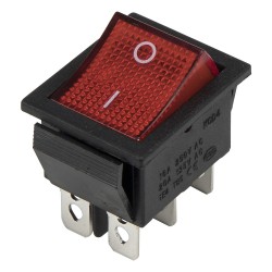 KCD4-202N red perforate 26 x 22 mm 6 pins ON - ON 220V light rocker switch