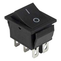 KCD4-202R black perforate 26 x 22 mm 6 pins (ON) - ON rocker switch