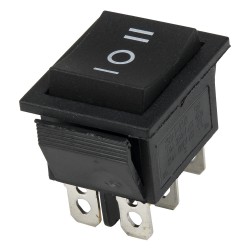 KCD4-203 black perforate 26 x 22 mm 6 pins ON - OFF - ON rocker switch