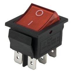 KCD7-202N red perforate 26 x 22 mm 6 pins ON - ON 220V light rocker switch