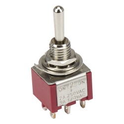 MTS-213 6mm perforate diameter 1 side self-lock 1 side reset 6 pins ON - OFF - (ON) DPDT 3 positions toggle switch