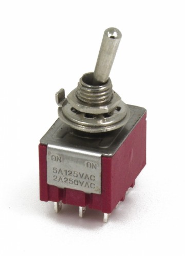 MTS-302 6mm perforate diameter self-lock 6 pins ON-ON 3PST 2 positions toggle switch